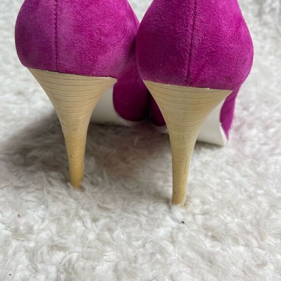 BCBG Generation Pinkie leather suede hot pink slip on heels pointed toe Size 9.5 - Picture 5 of 11